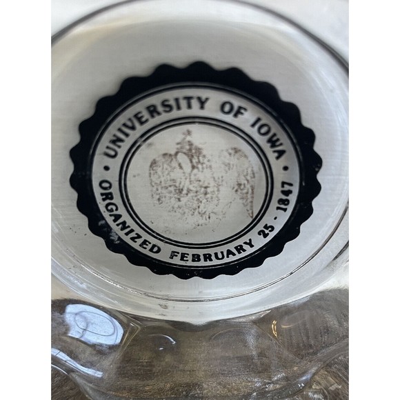 vintage glass ashtray University of Iowa clear trinket dish No Chips Or Cracks - Picture 5 of 5